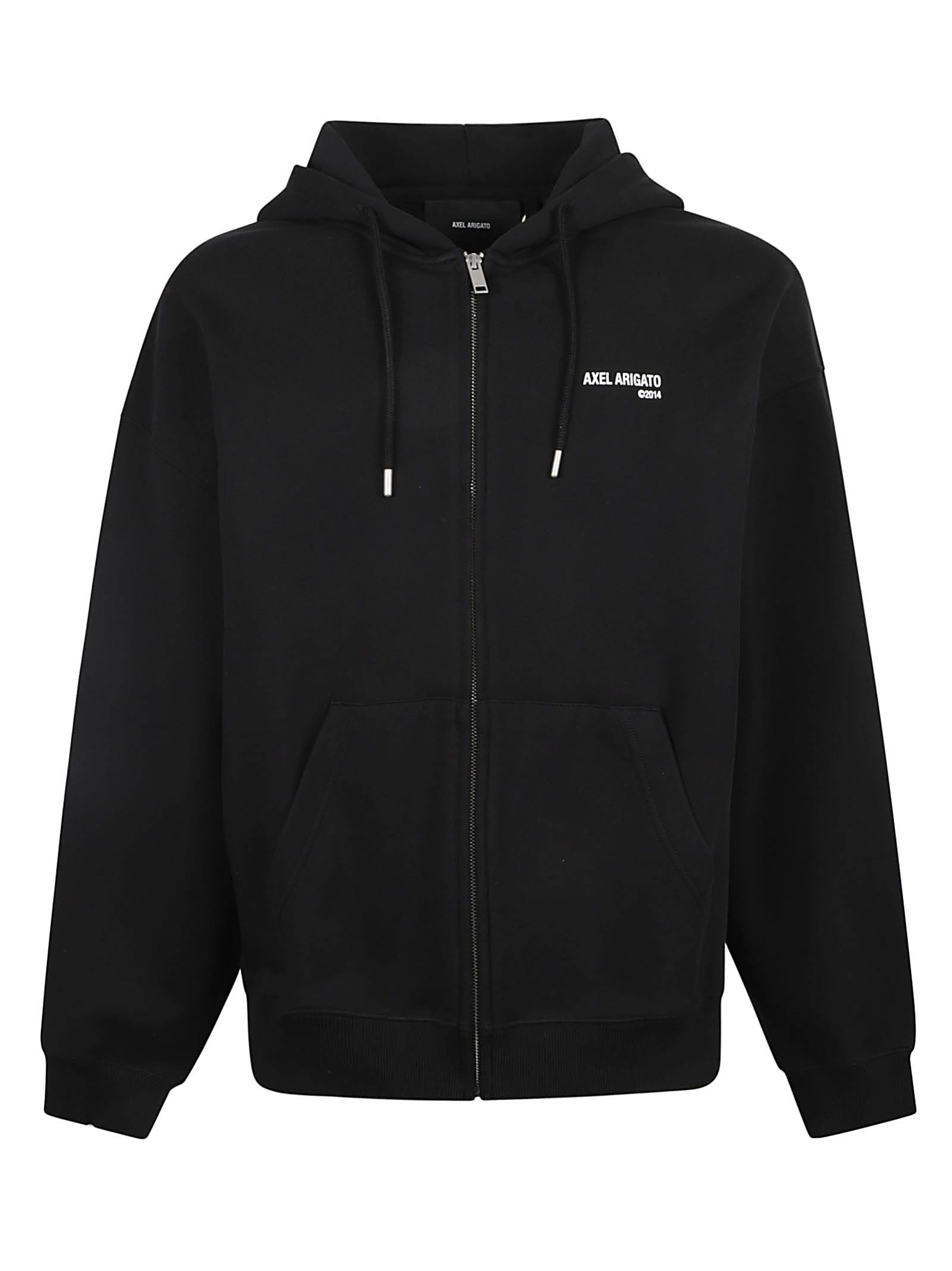 Logo-print zip-fastening hoodie - Black