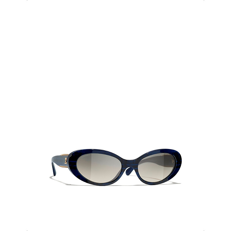 Womens Black CH5515 Oval-frame Acetate Sunglasses