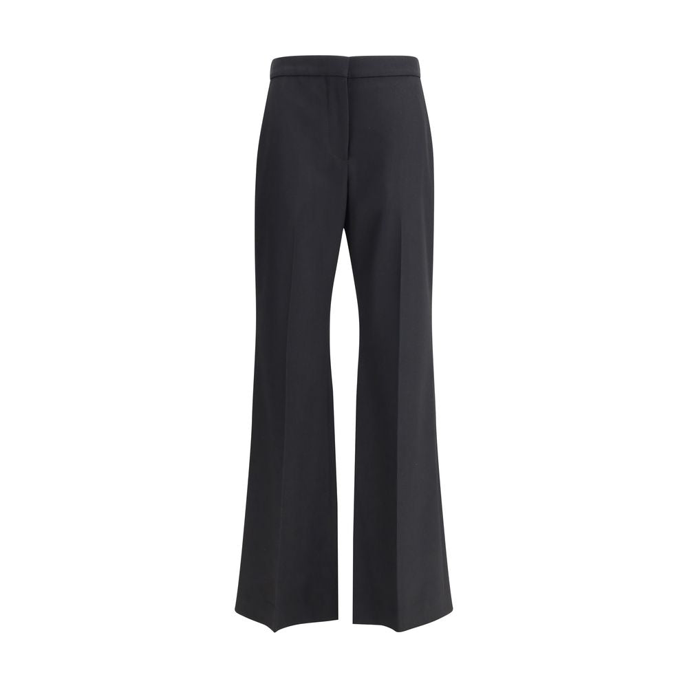 Wool Grain de Poudre Bootcut Trousers — Black