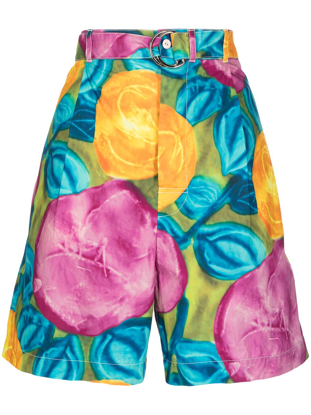 Floral-print belted-waist shorts - Multicolour