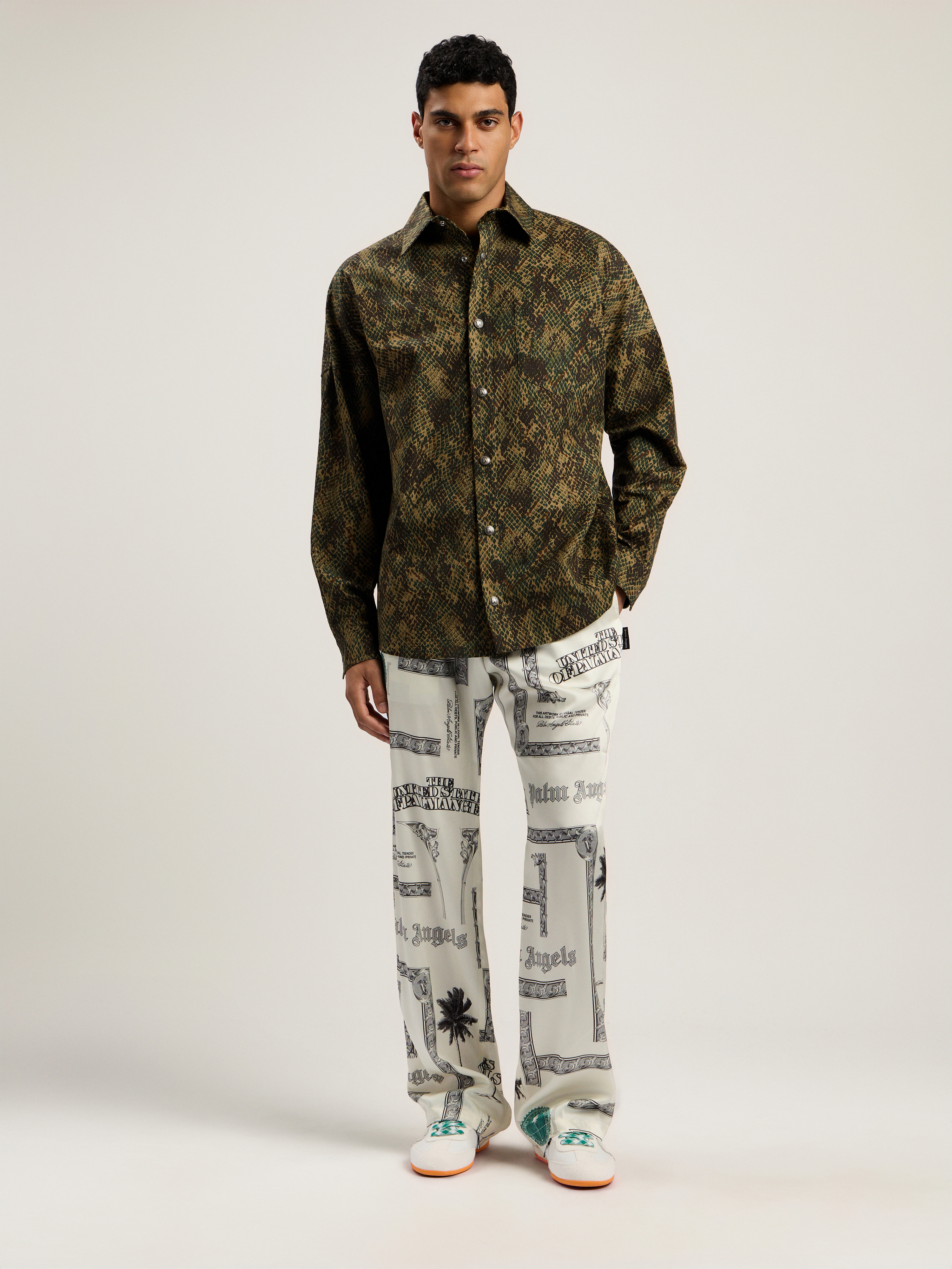 Dollar Print Wide-leg Pants Man  Ivory