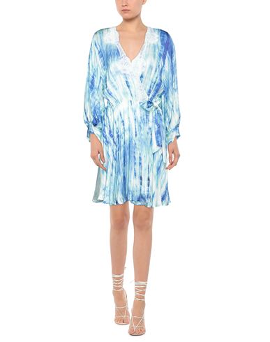 Pink Memories Woman Mini dress Blue Size 6 Viscose, Cotton, Polyamide