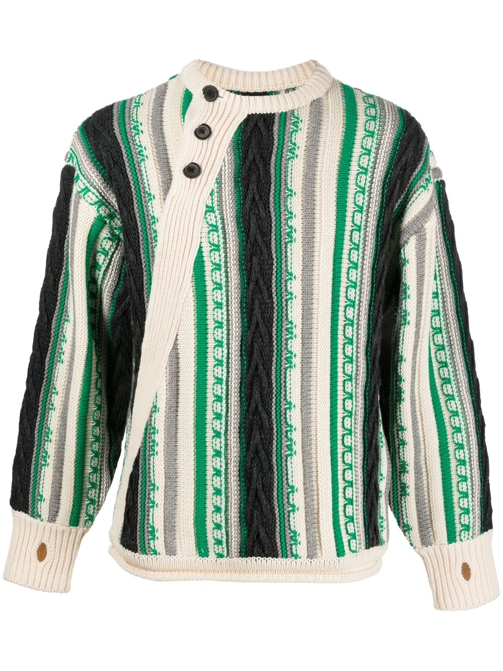 Frema striped-knit buttoned jumper - Black