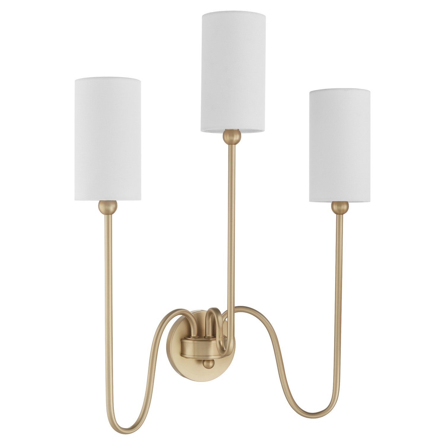 Aged Brass Three Light Wall Mount from the Charlotte Collection