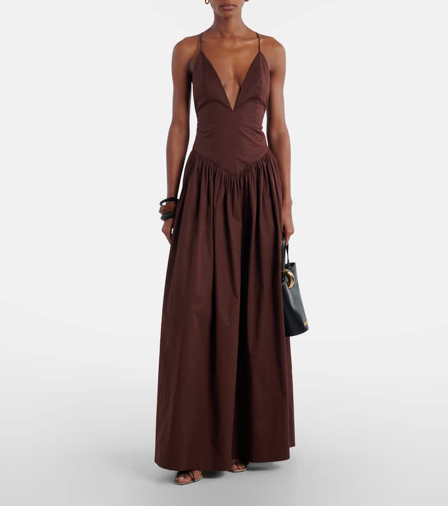 Open-back cotton maxi dress