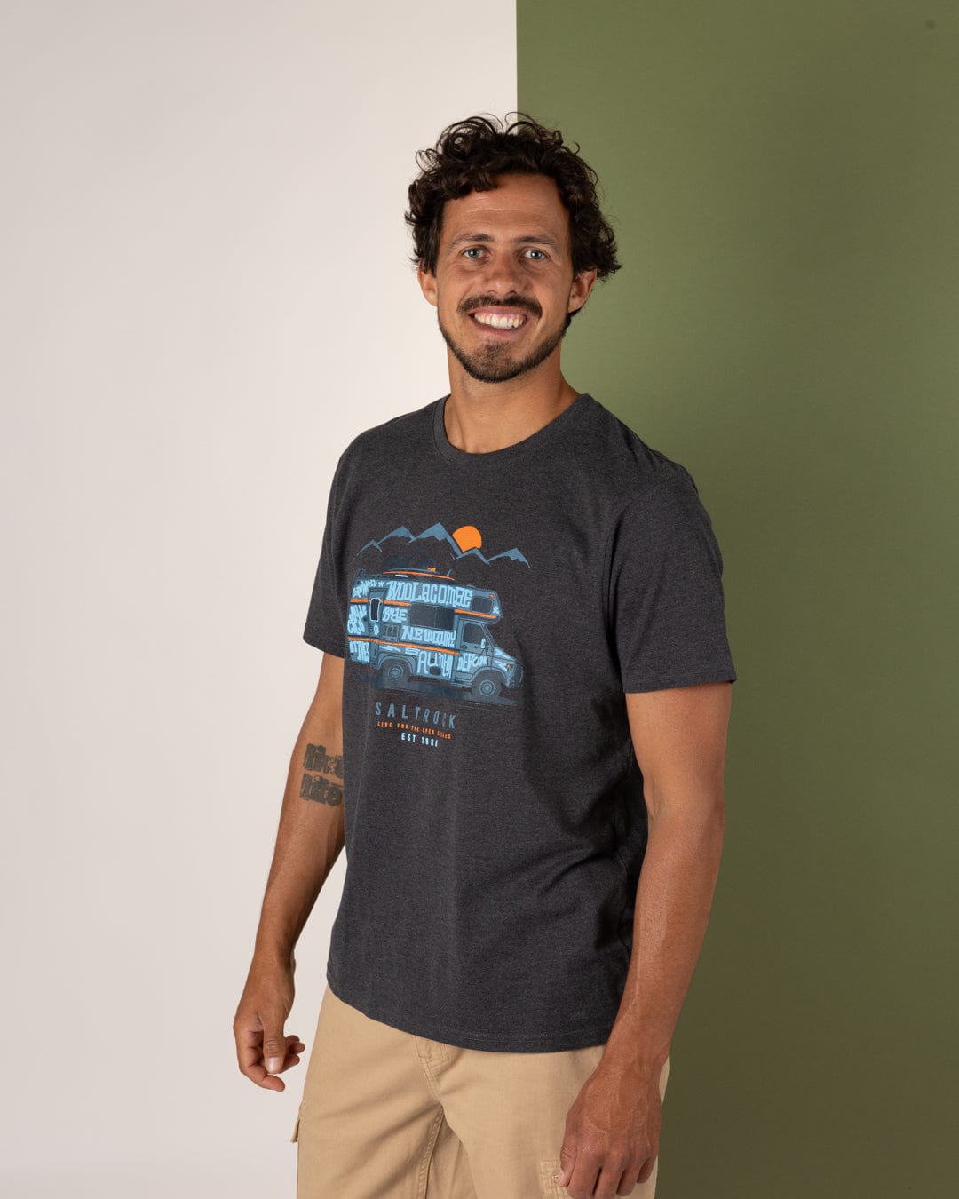 Saltrock Motorhome Mens Short Sleeve T-Shirt in Grey