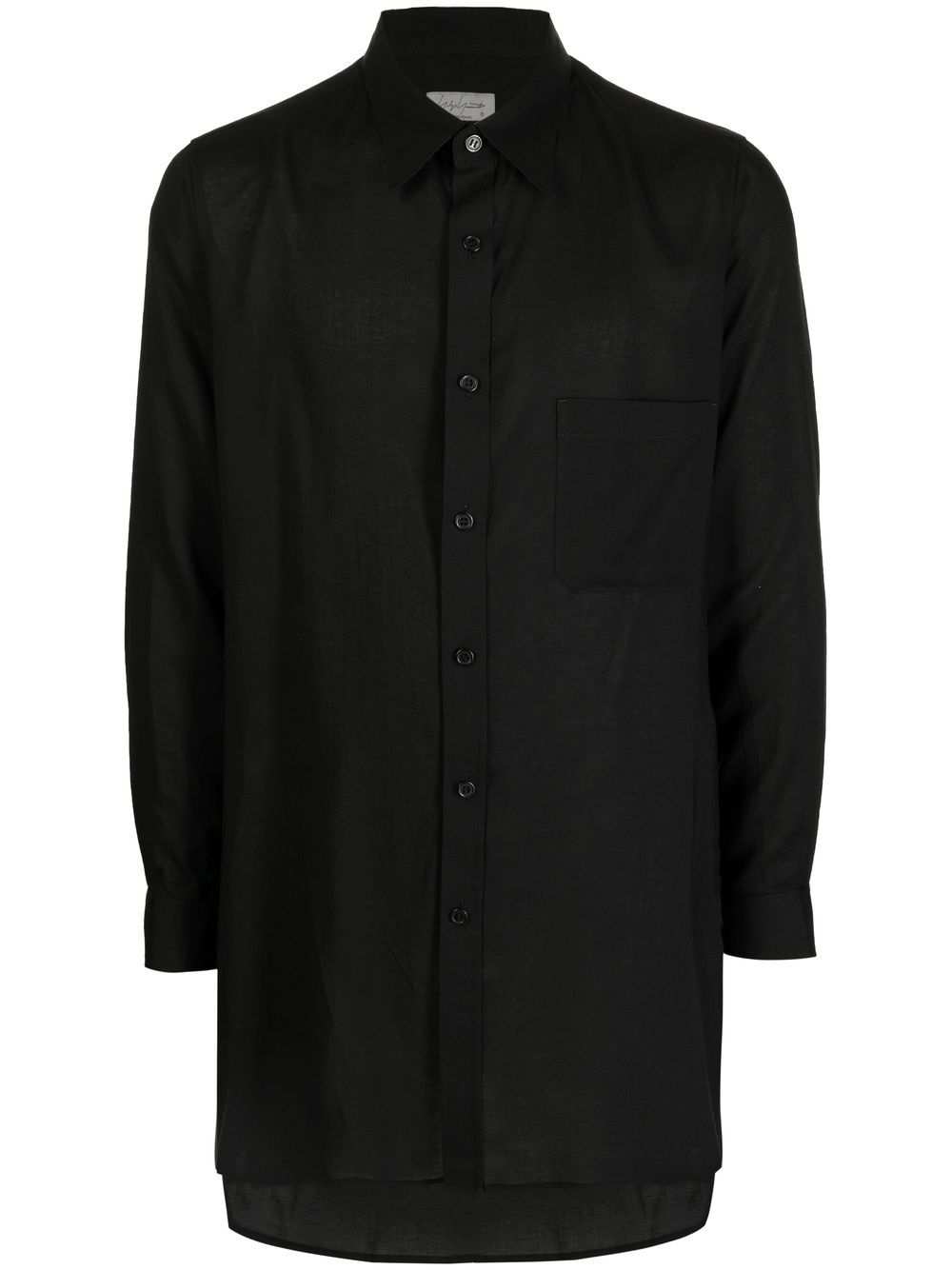 Chest-pocket long-sleeve shirt - Black