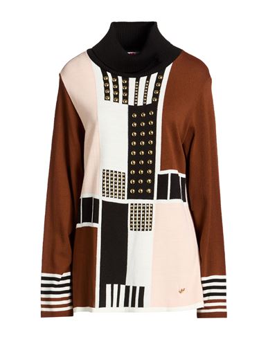 Love To Love Woman Turtleneck Brown Size M Wool, Acrylic