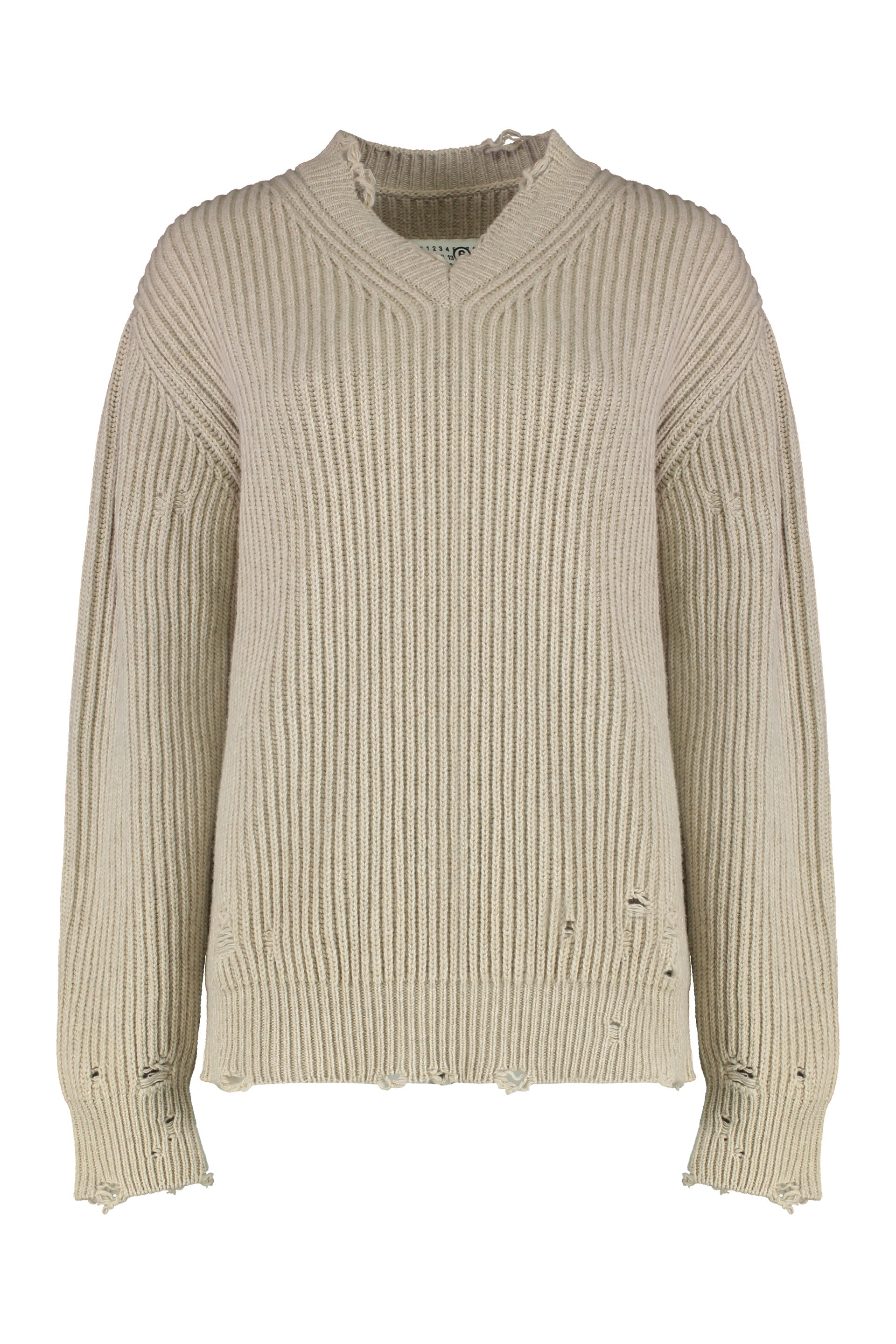 Distressed Ribbed Sweater