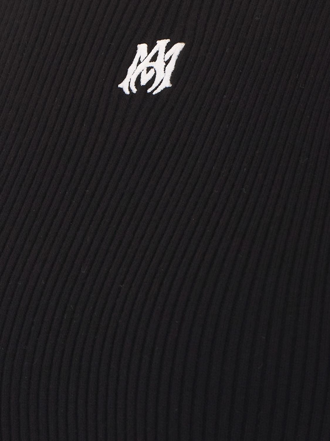 Slim Fit Ribbed-Knit Top with Embroidered Monogram