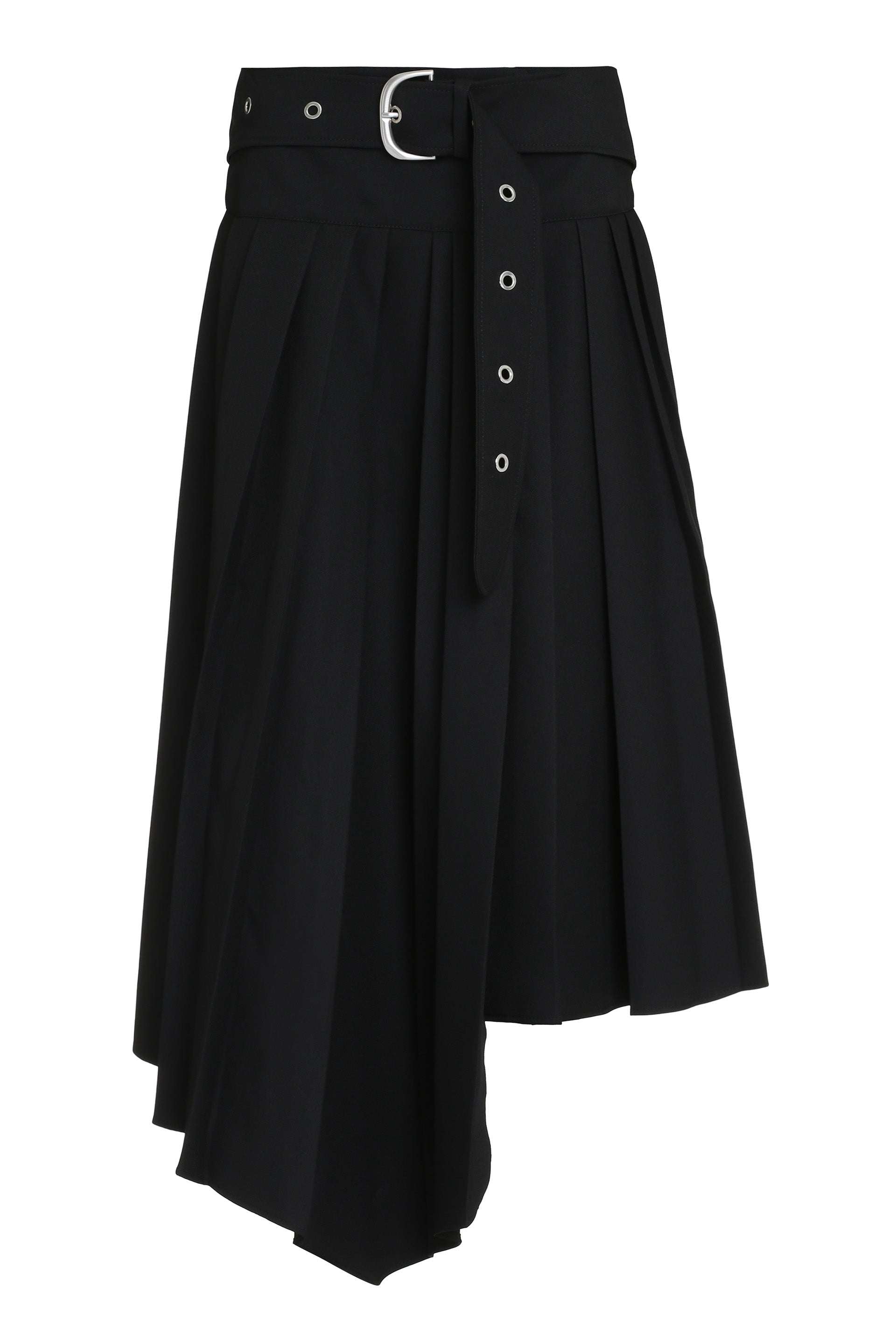 Tech Drill Pleated Asymmetric Skirt