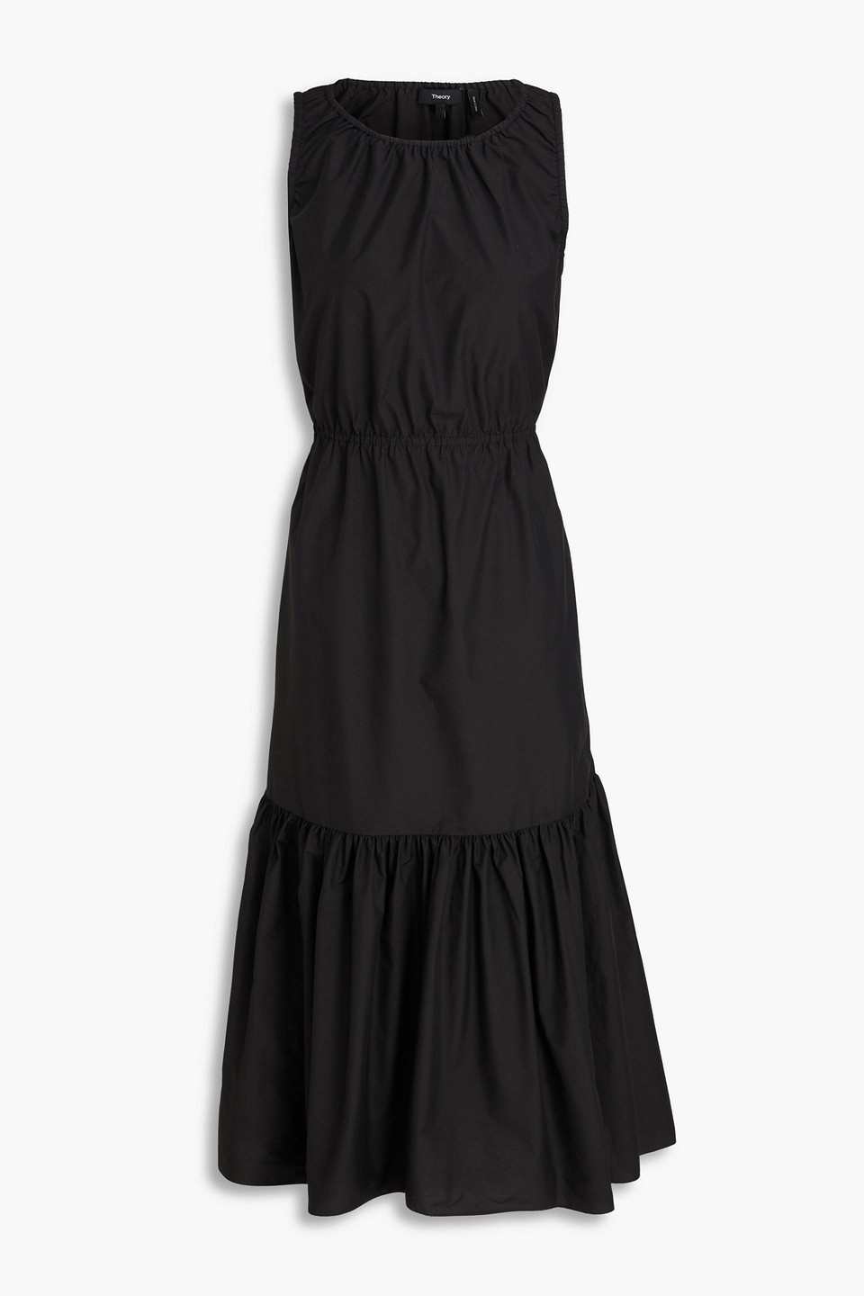 Tiered cotton-blend midi dress - Black - L