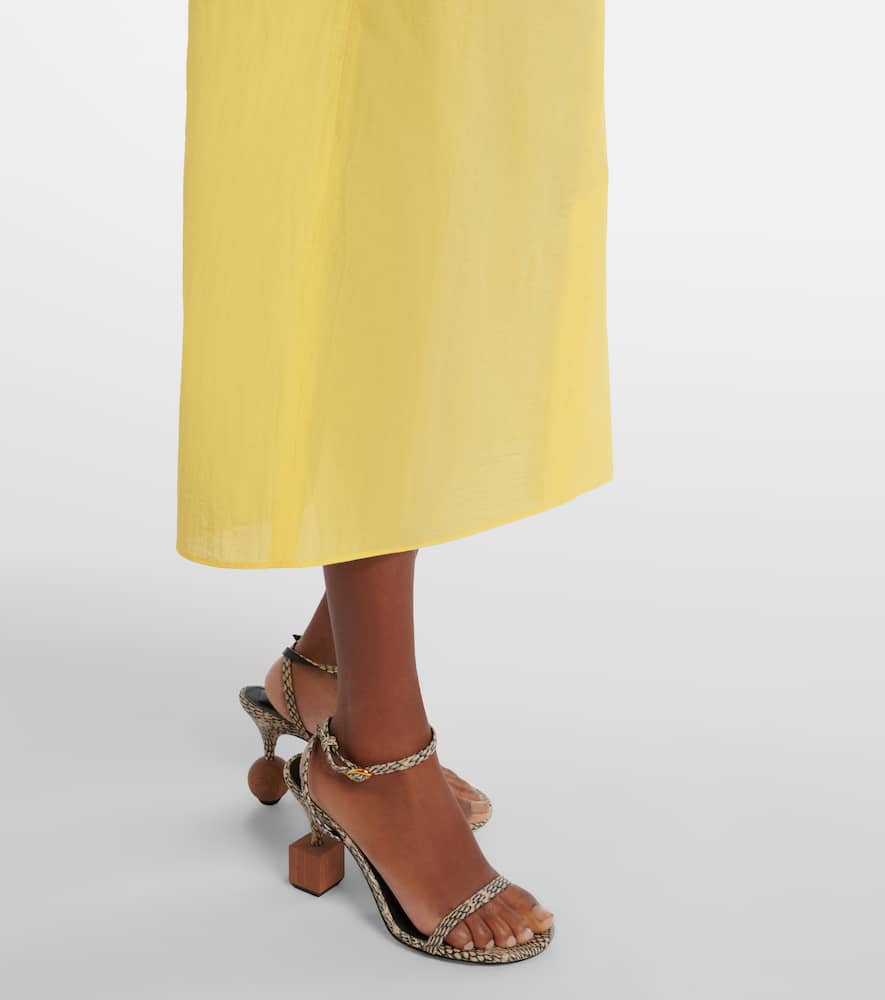 Drap cotton-blend poplin midi dress