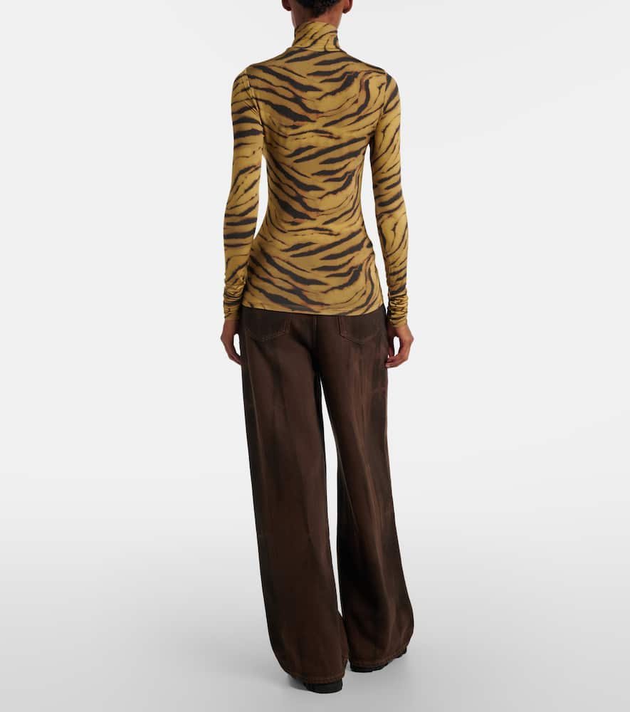 Tiger-print jersey top