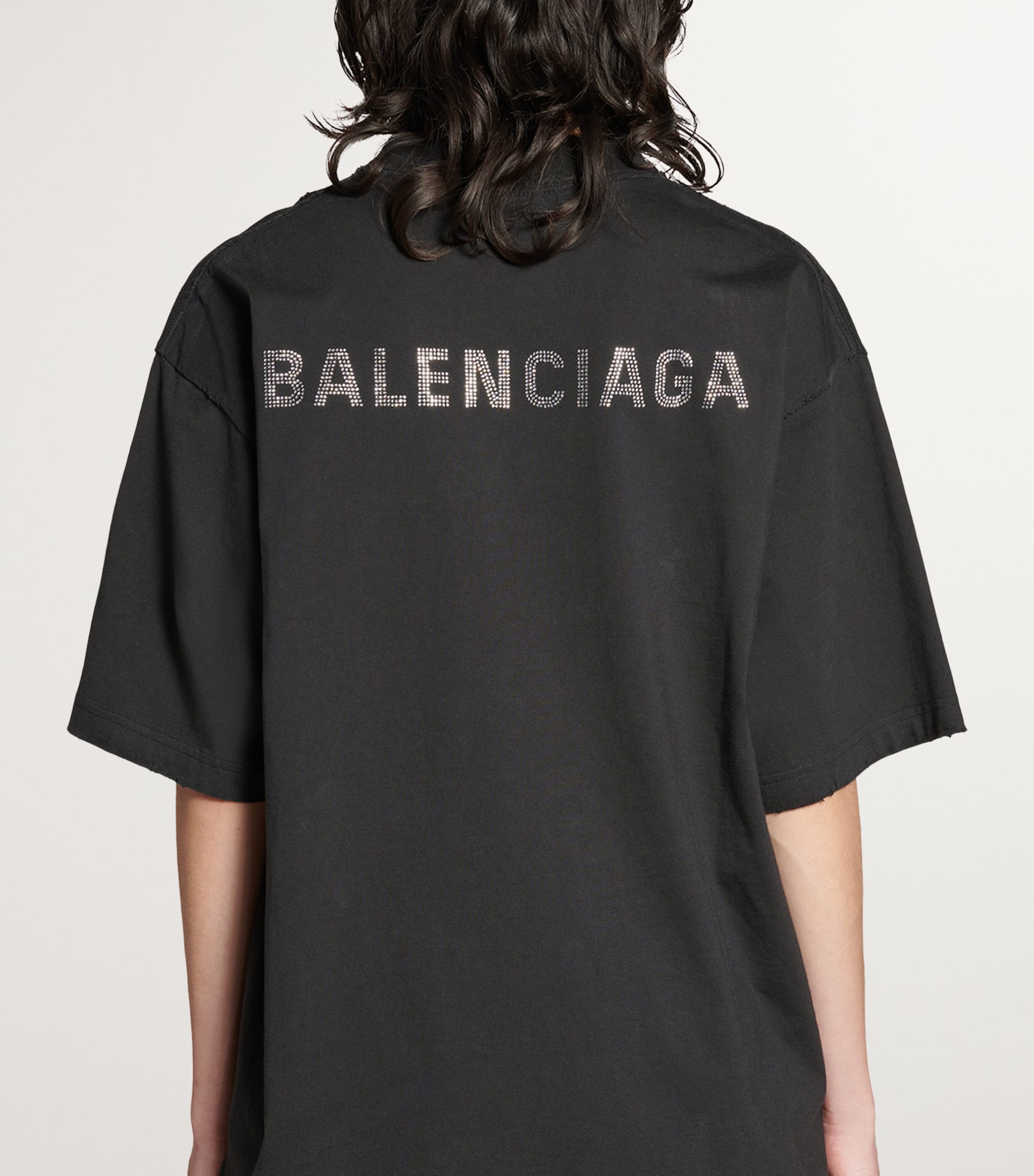 Distressed Rhinestone-Logo T-Shirt