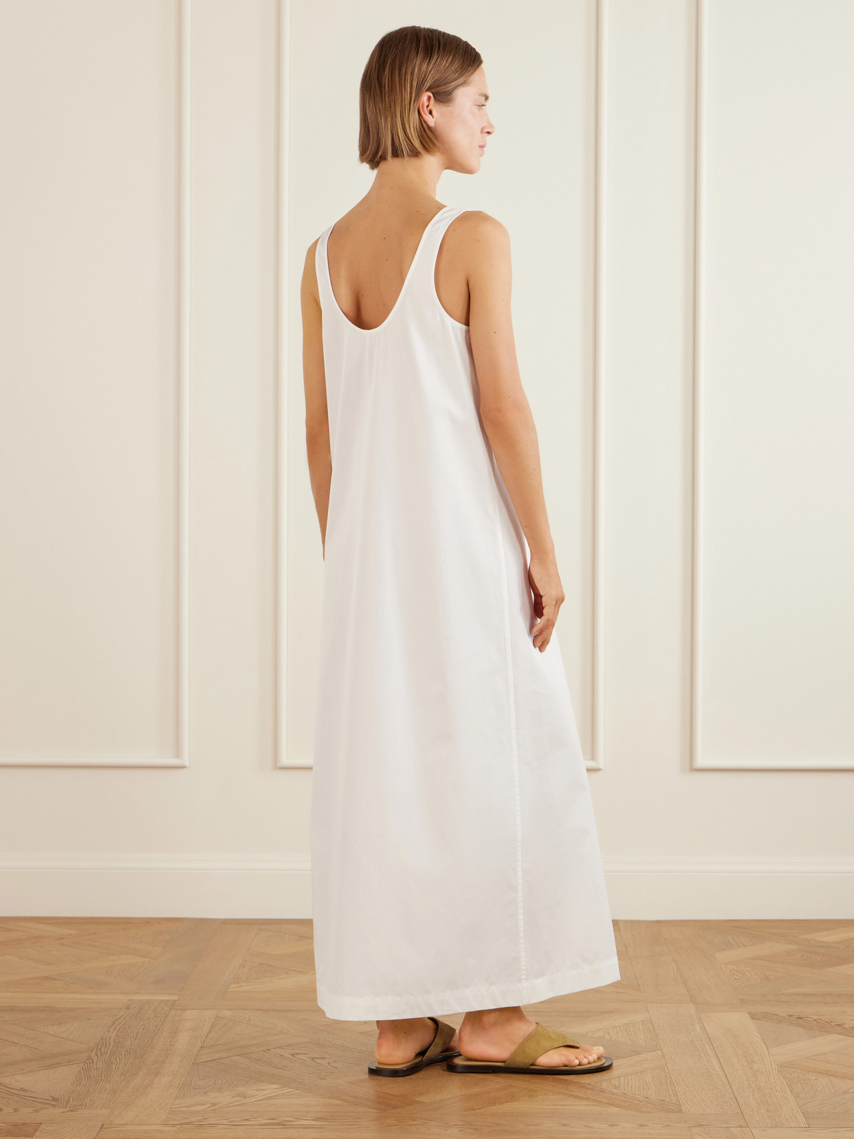 Cotton-poplin Midi Dress - White
