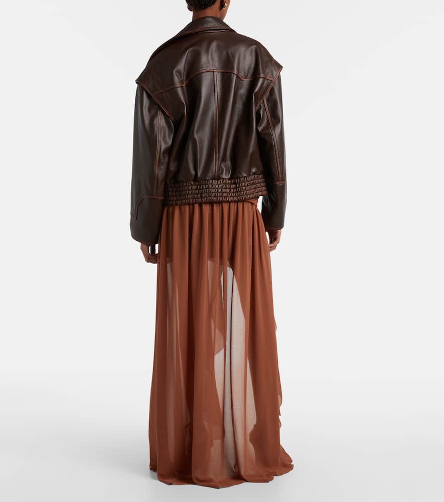 Draped asymmetric maxi skirt