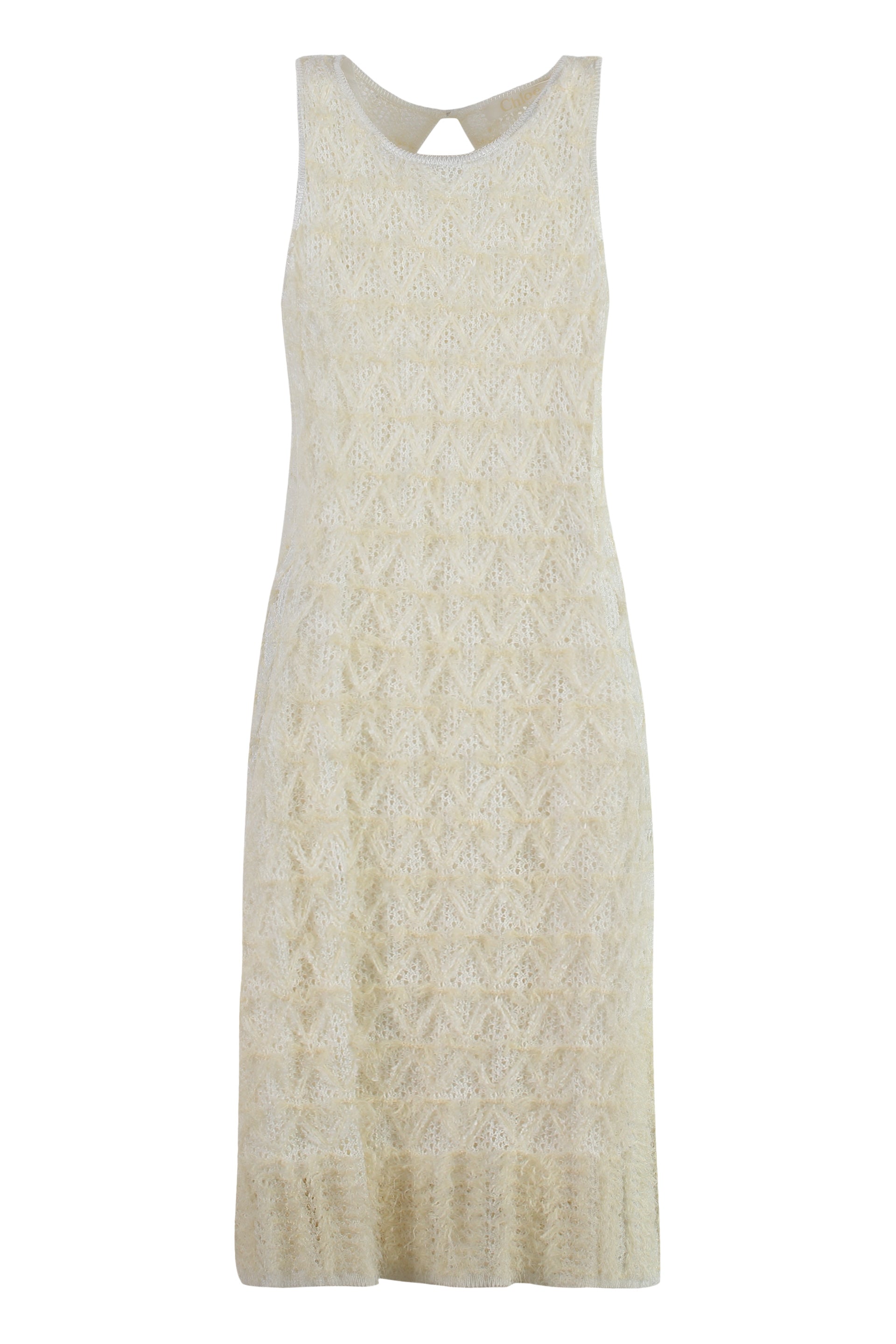 Chloé Silk-Cashmere Viscose Slip Dress with Back Keyhole