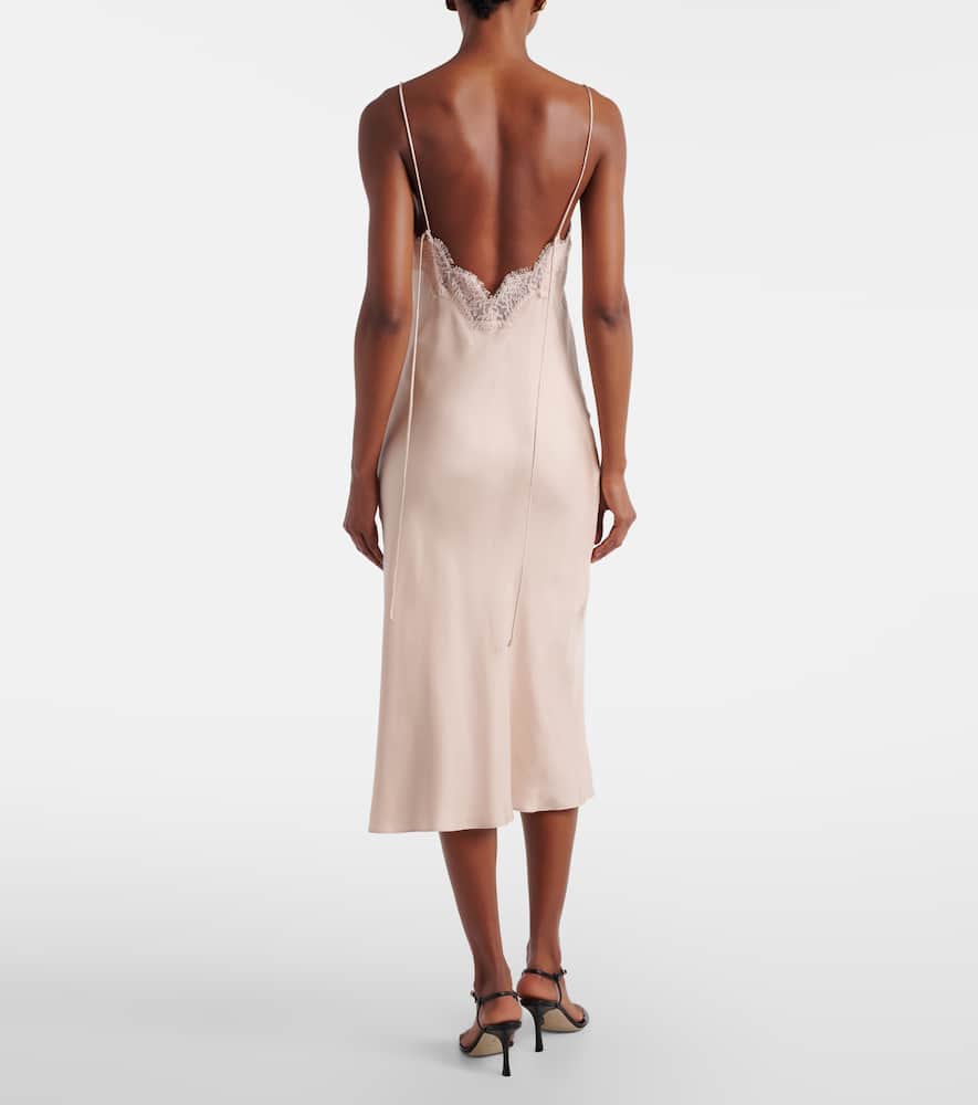 Róhe Lace-trimmed silk satin slip dress