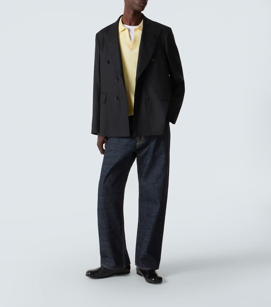 Ribbed-knit cashmere polo shirt