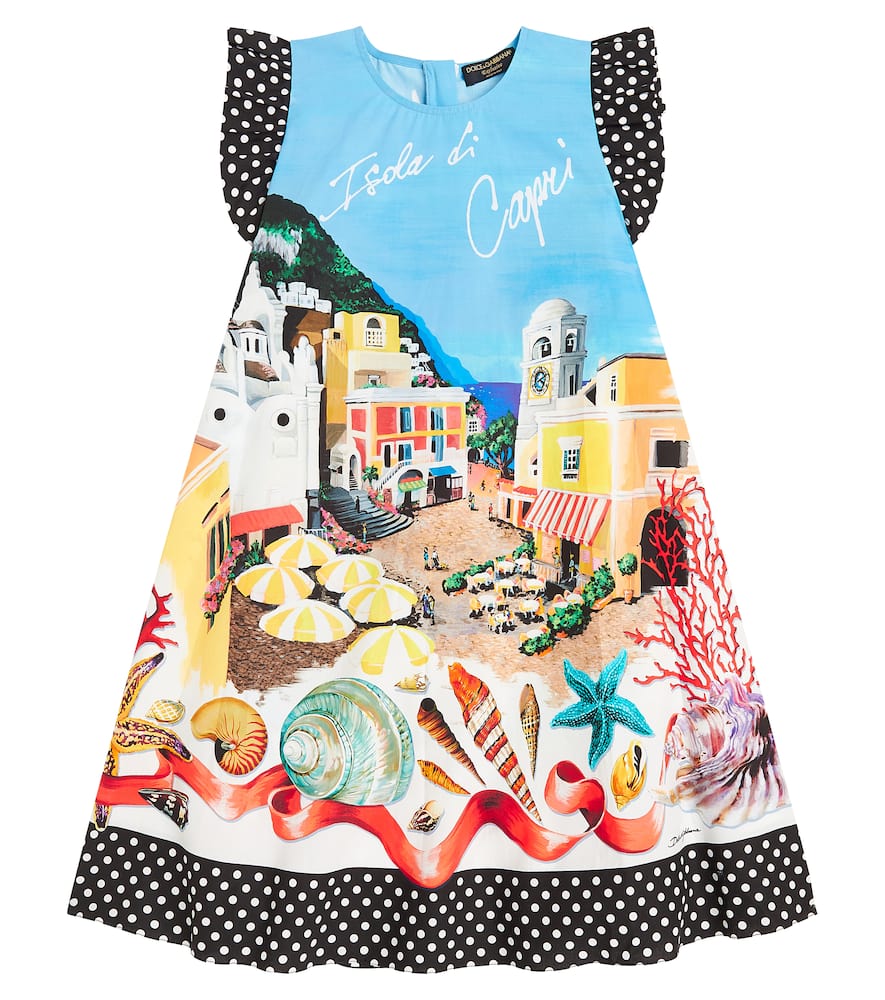 Dolce & Gabbana Kids Capri printed cotton poplin dress