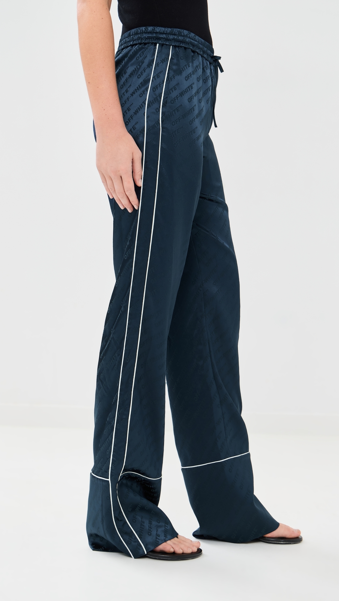 Jacquard Off Satin Pajama Pants Blue Iris