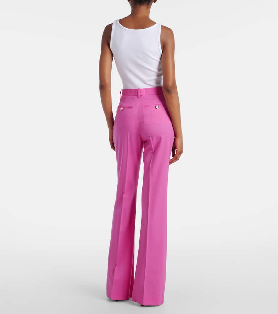 Embellished high-rise wool flared pants