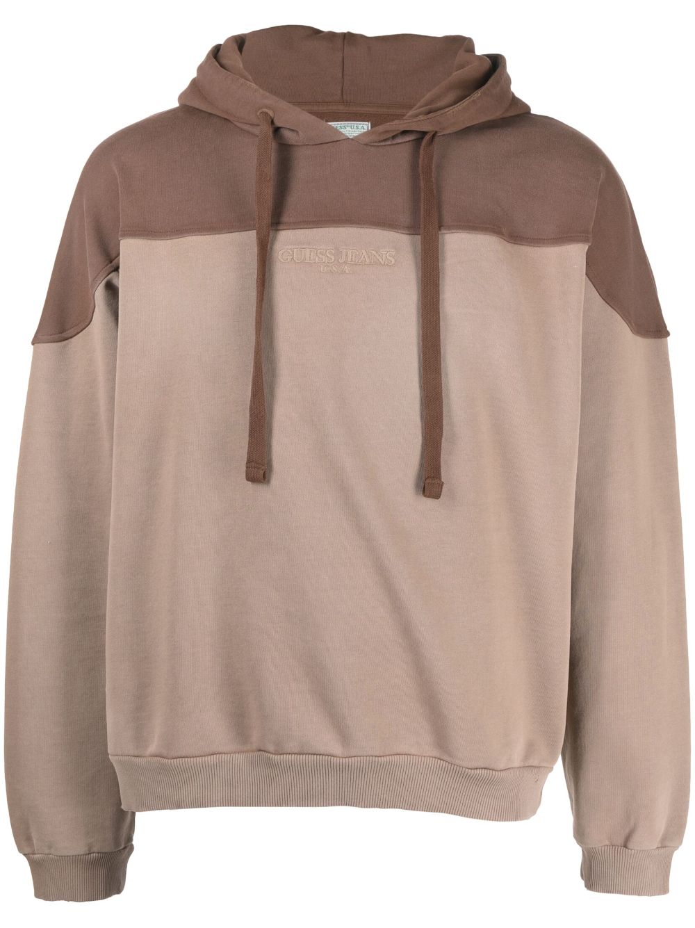 Embroidered-logo cotton hoodie - Brown