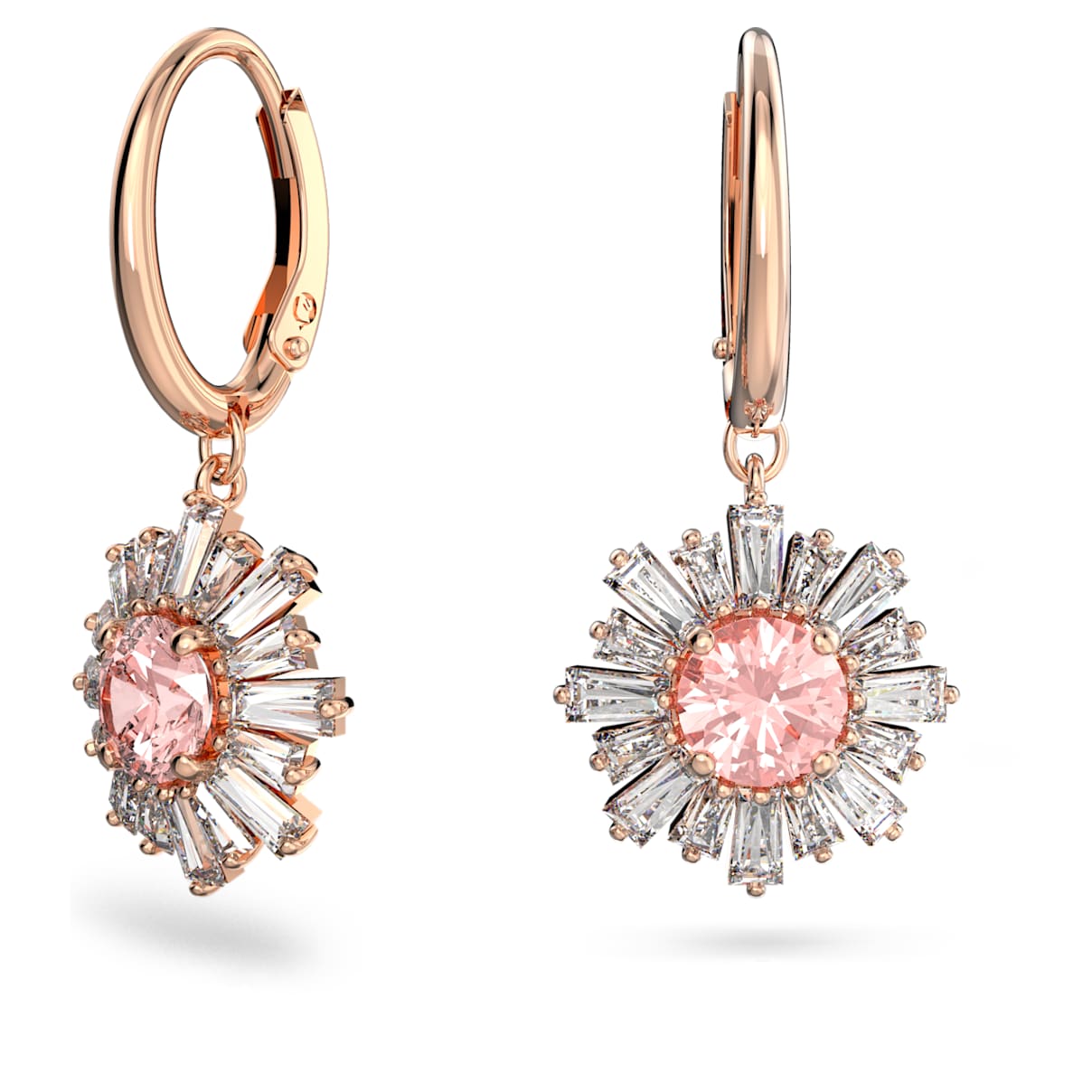 Idyllia drop earrings, Mixed cuts, Sun, Pink, Rose gold-tone plated