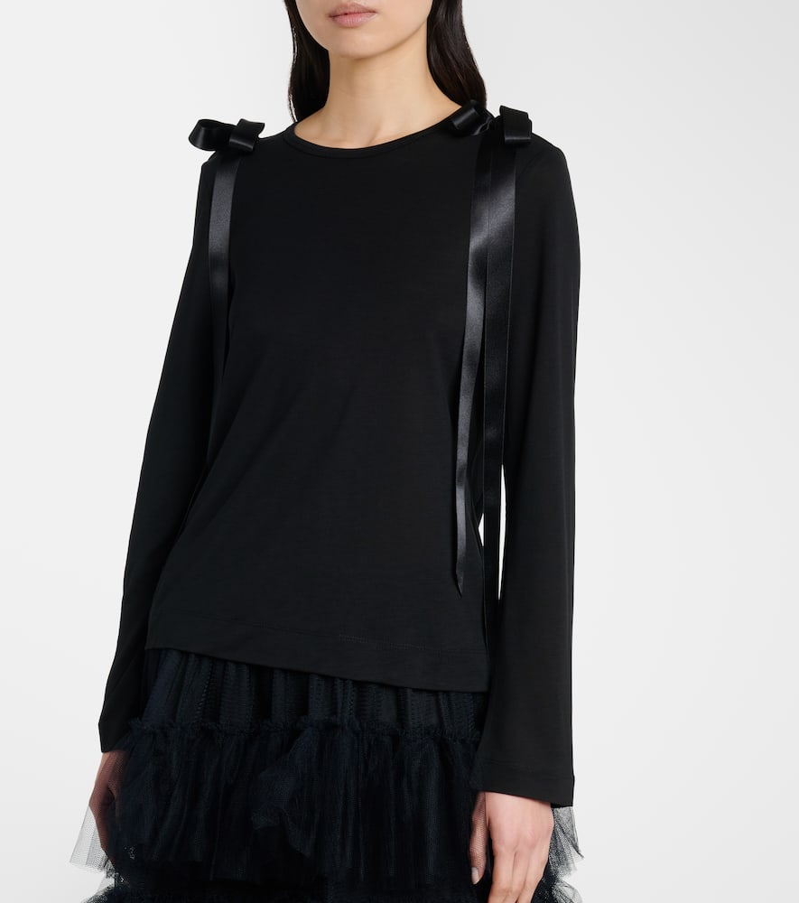 Bow-detail jersey top