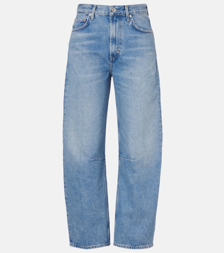 Miro high-rise cropped barrel-leg jeans