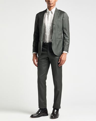 Man Suit Dark green Size 40 Virgin Wool