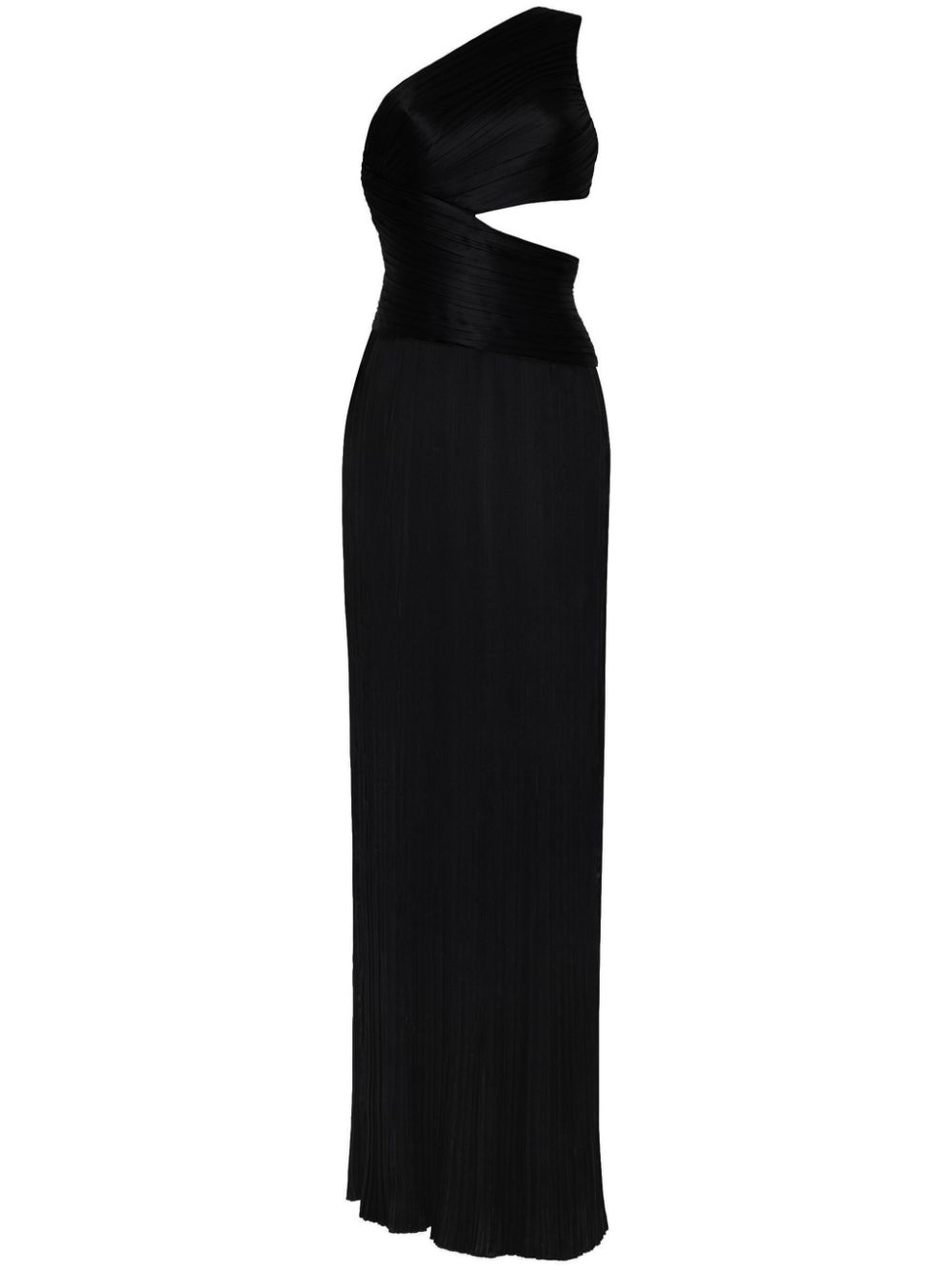 Delphos pleated charmeuse gown - Black