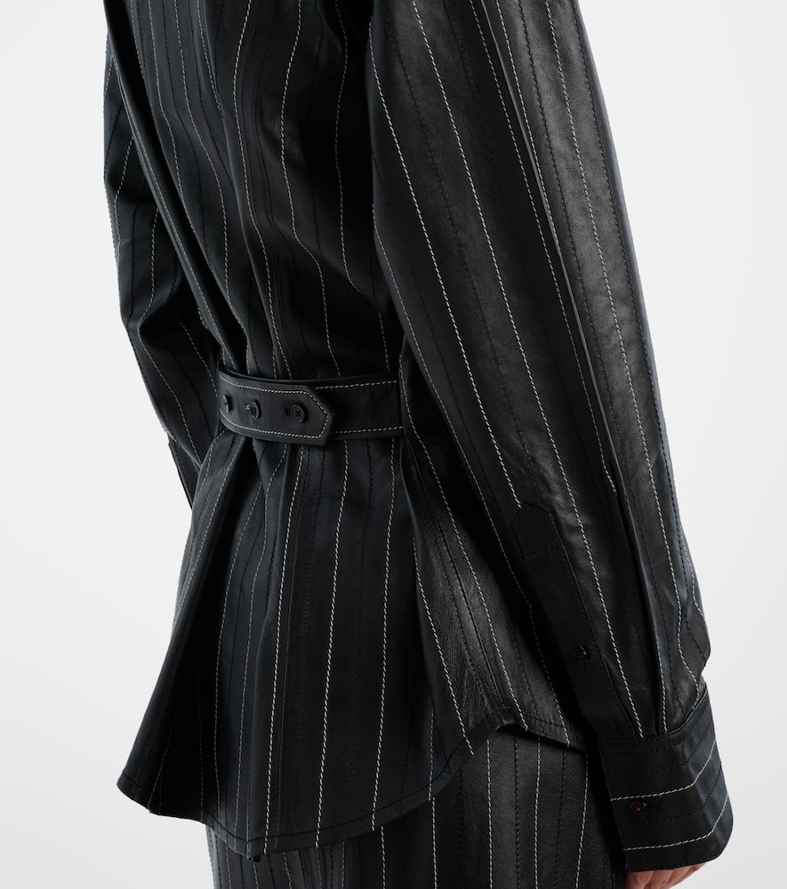 Belted leather jacket