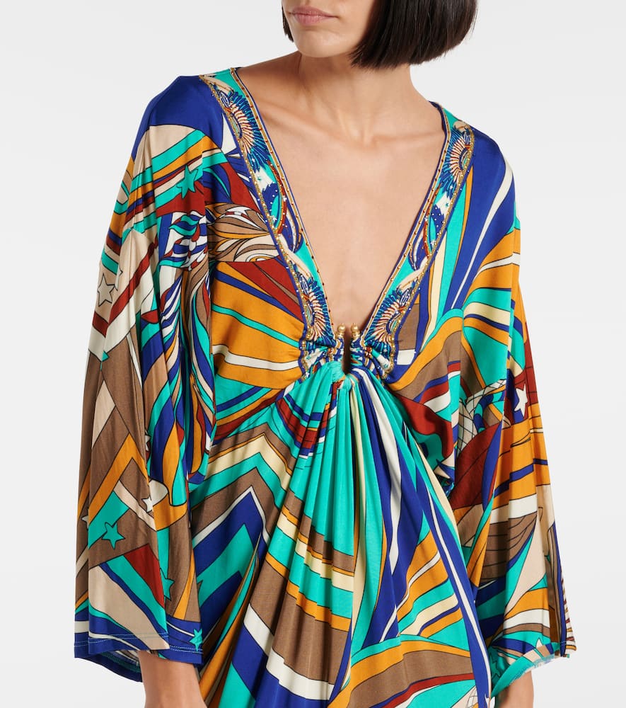 Camilla Printed silk satin palazzo pants
