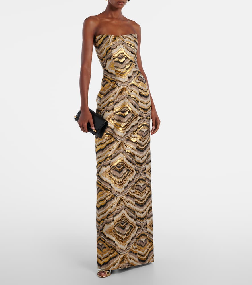 Odessa paneled jacquard gown