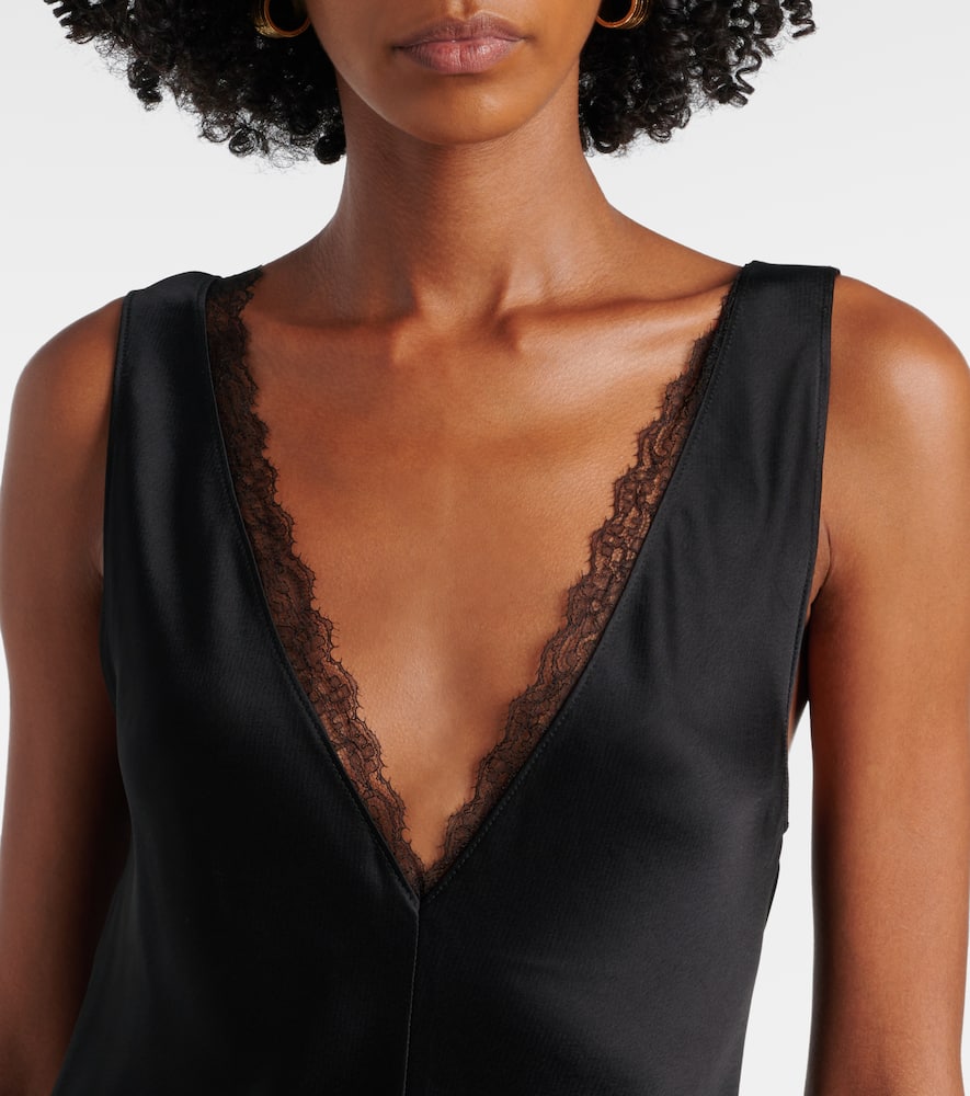 Barb lace-trimmed satin minidress
