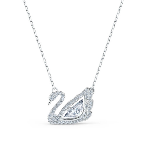 Crystal-embellished logo pendant chain - Silver