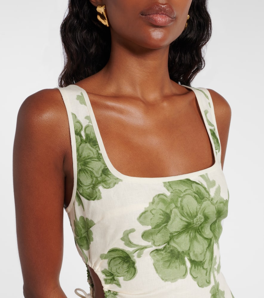 Gardella cutout floral linen minidress