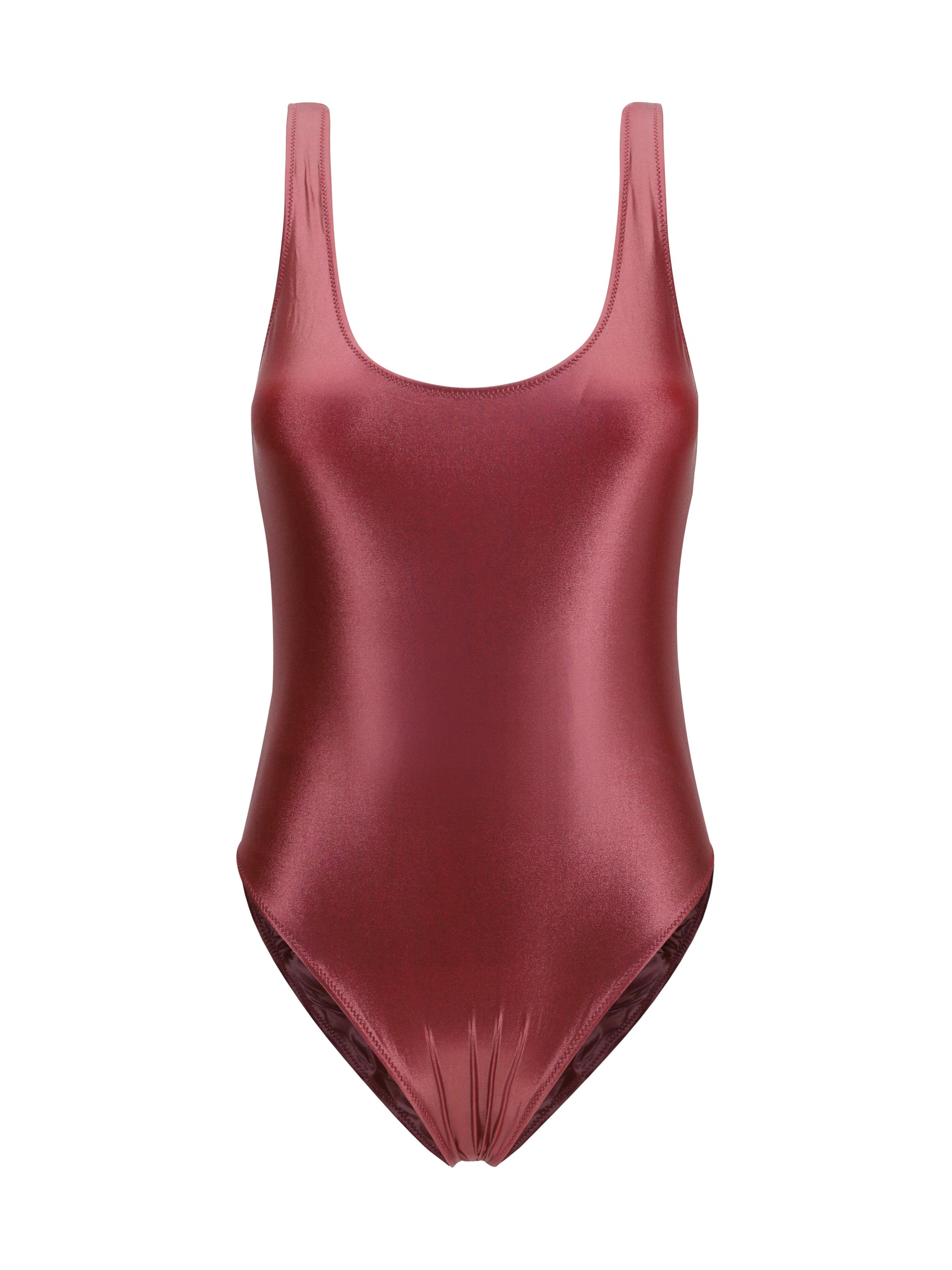 Metallic One-Piece Swimsuit — Rose gold