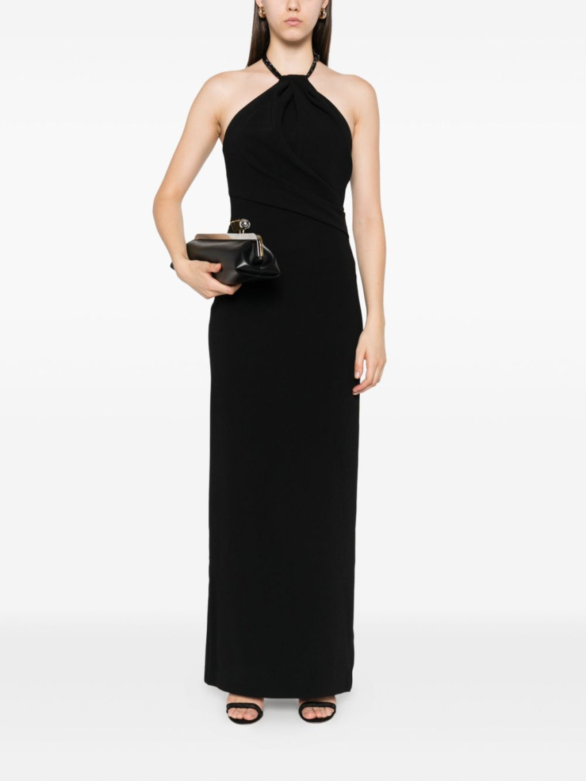 Riva halterneck draped maxi dress - Black
