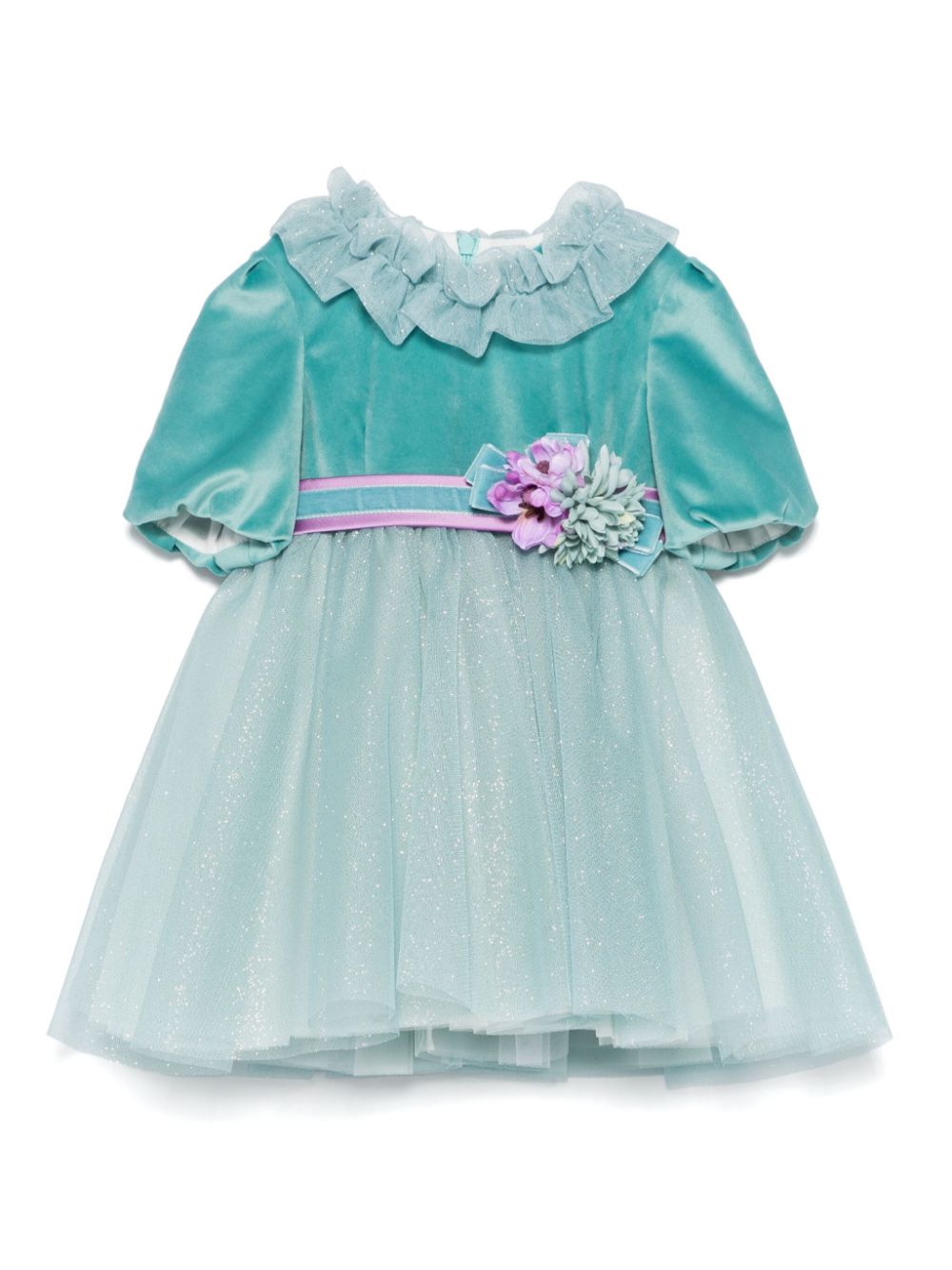 Floral-belt dress - Green