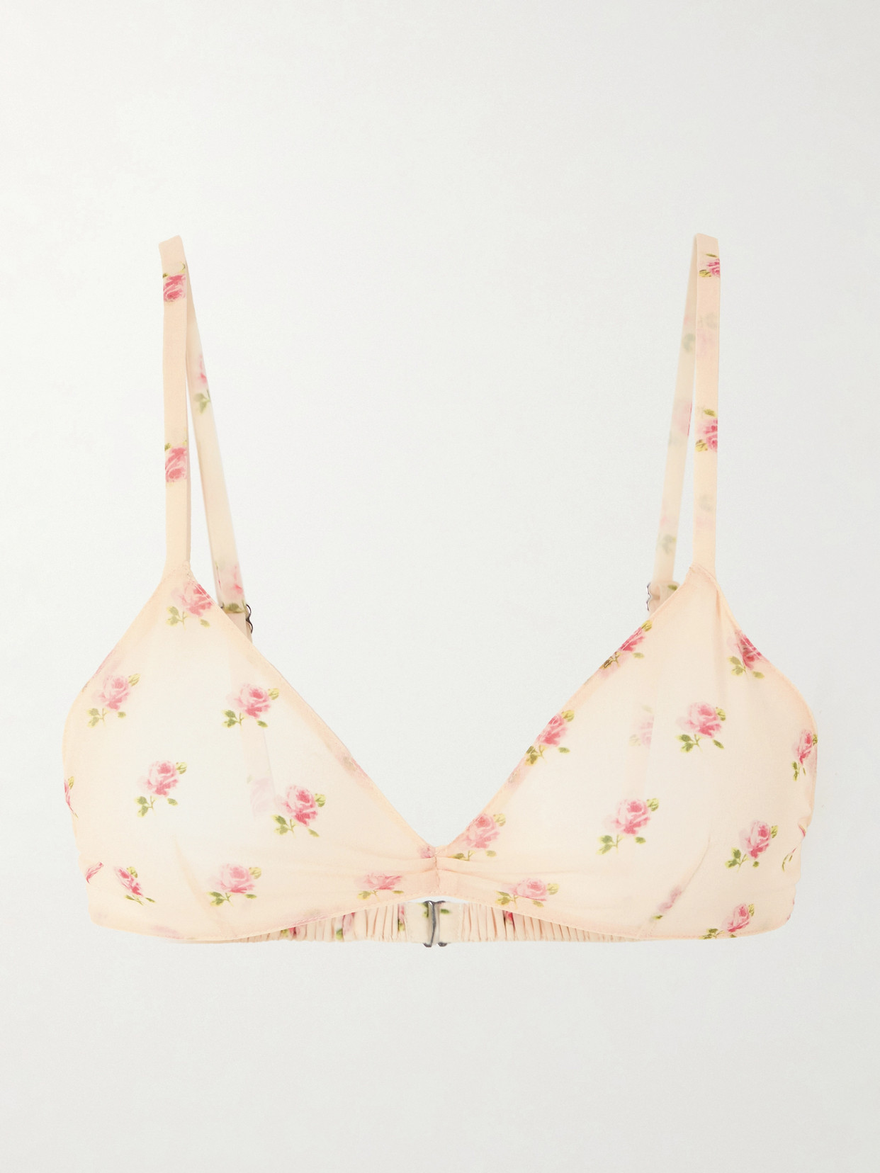 Talita Floral-print Silk-chiffon Bralette - Pink