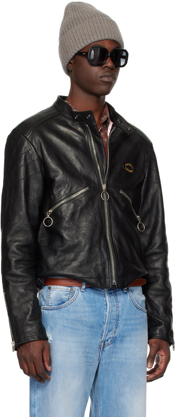 Black Distressed Leather Jacket