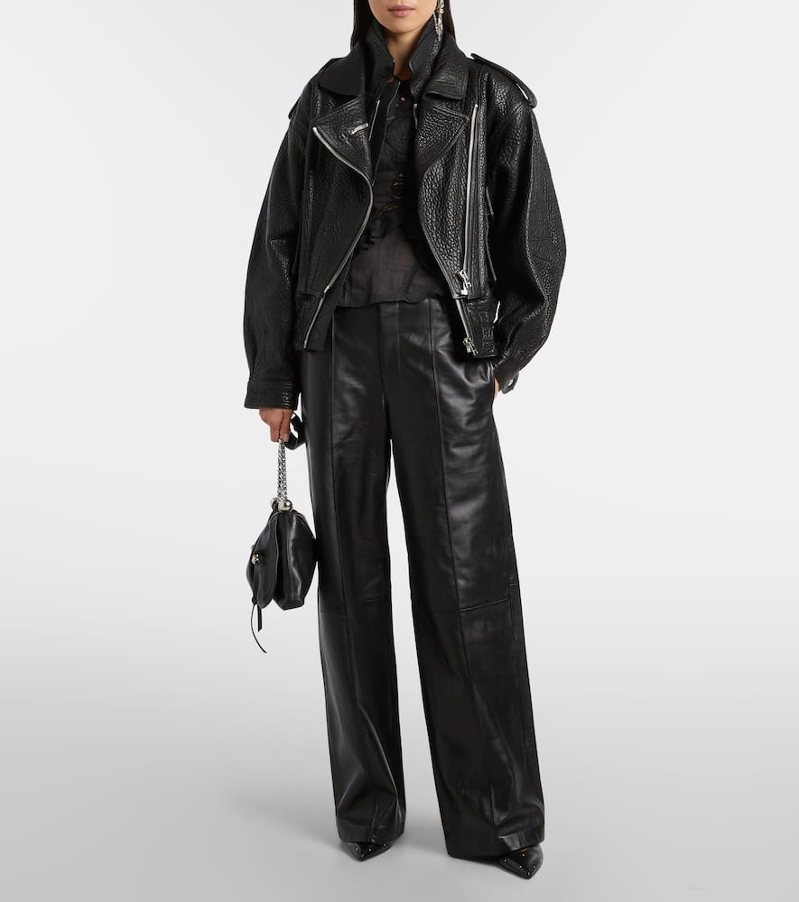 Aneli leather biker jacket