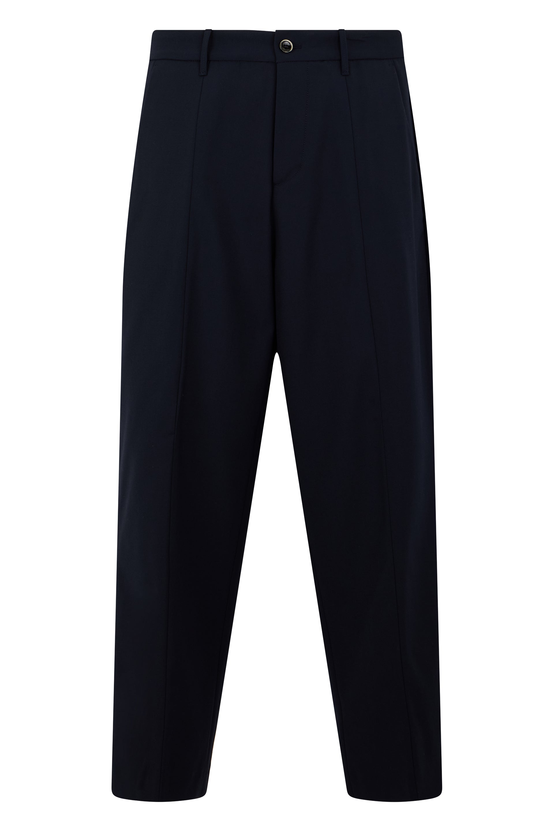 Men's Wool & Polyester High-Waist Loose-Fit Trousers