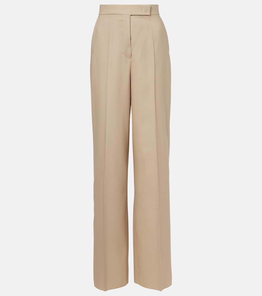 Wool, mohair, and silk wide-leg pants