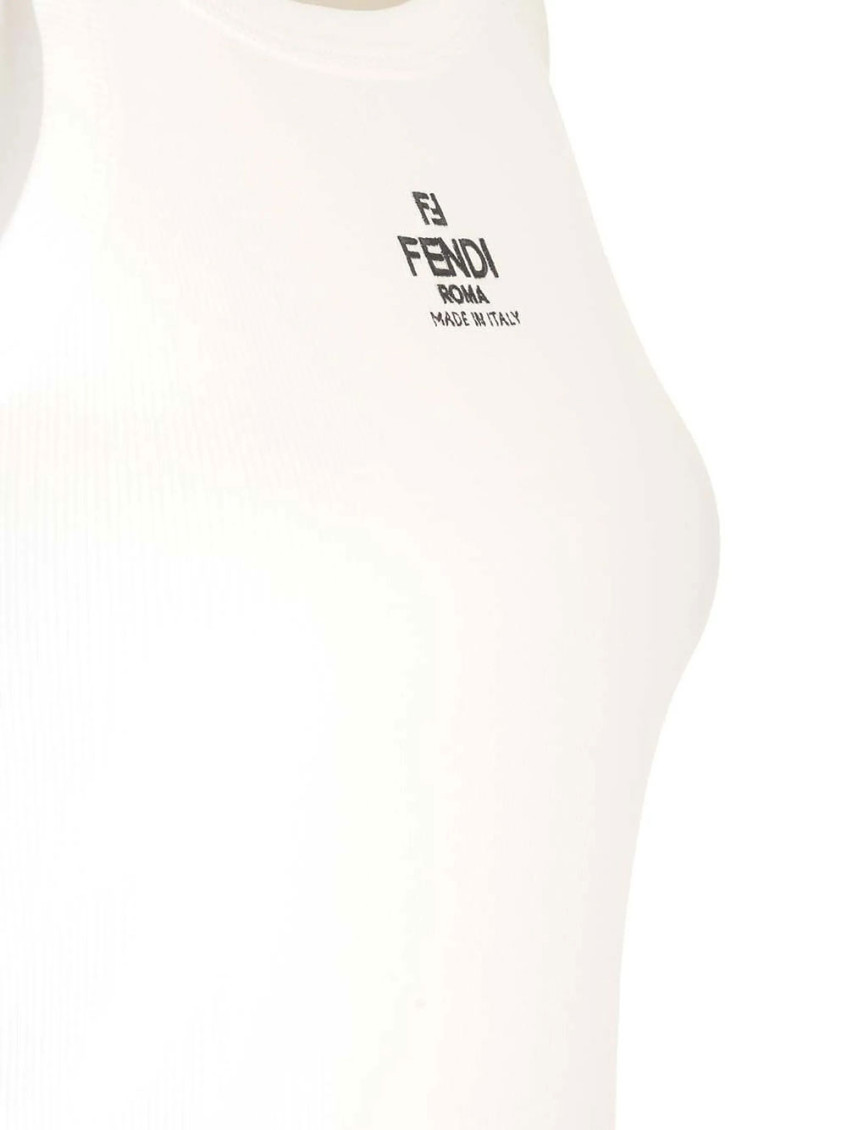 White Logo Scoop Neck Tank Top