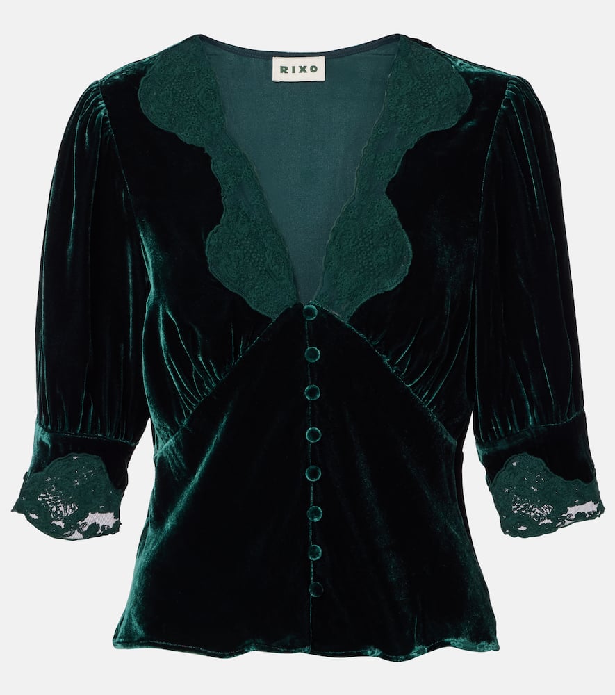 Amanda lace-trimmed velvet top
