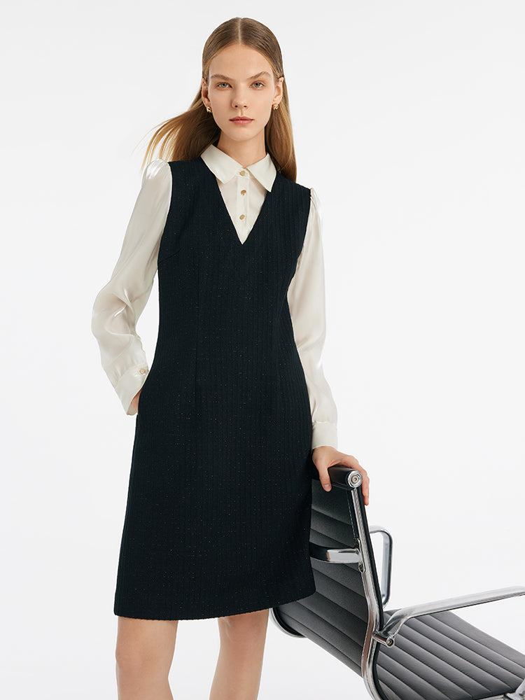 Double-Layer Patchwork Women Mini Dress